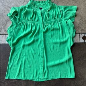 White House Black Market Vibrant Green Blouse